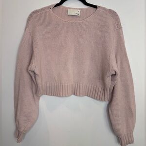 Free People Dusty Blush Cropped Crew Sweater
